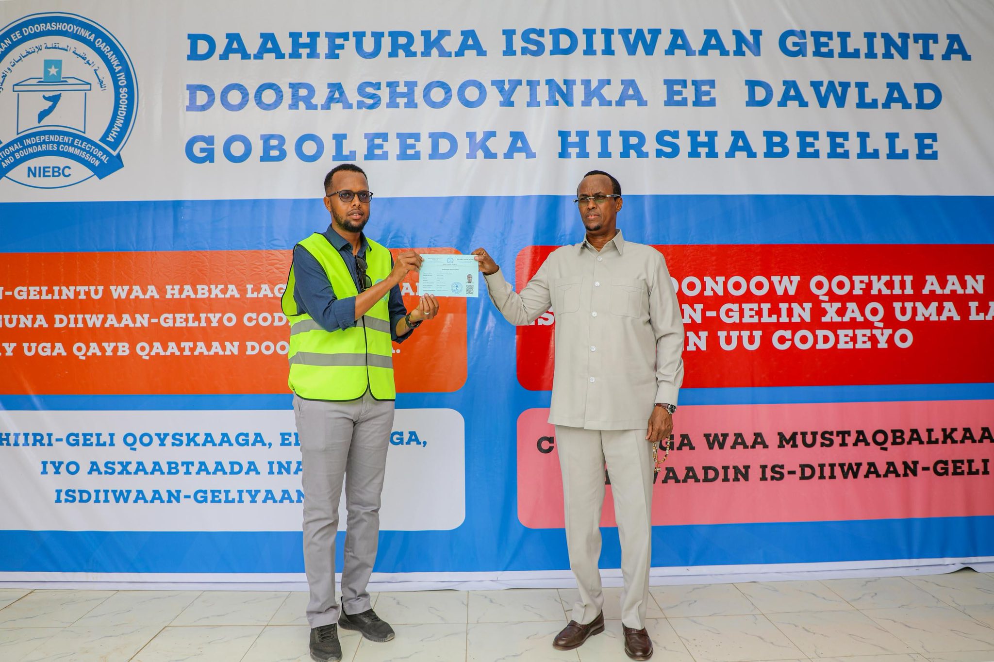 Ololaha Taariikhiga ah ee Diiwaangelinta Codbixiyeyaasha oo ka Bilowday Hirshabelle, Horumarinaya Hab-dhismeedka Doorashada ee “Hal Qof Hal Cod”.